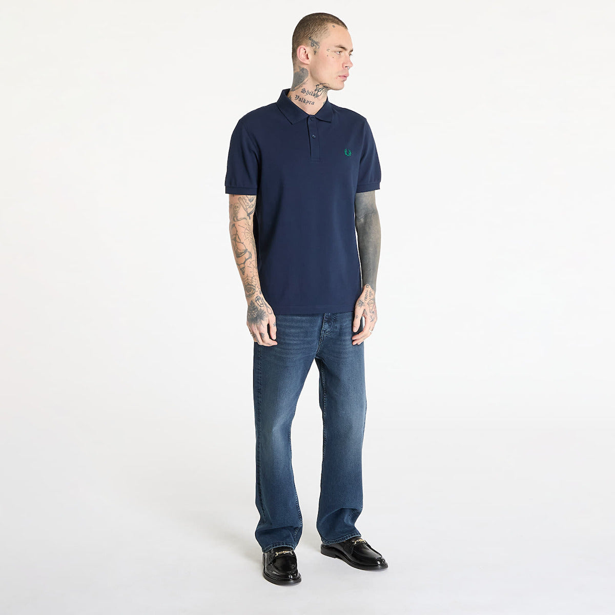 Fred Perry Shirt Μπλούζα Dark Carbon, Label Green