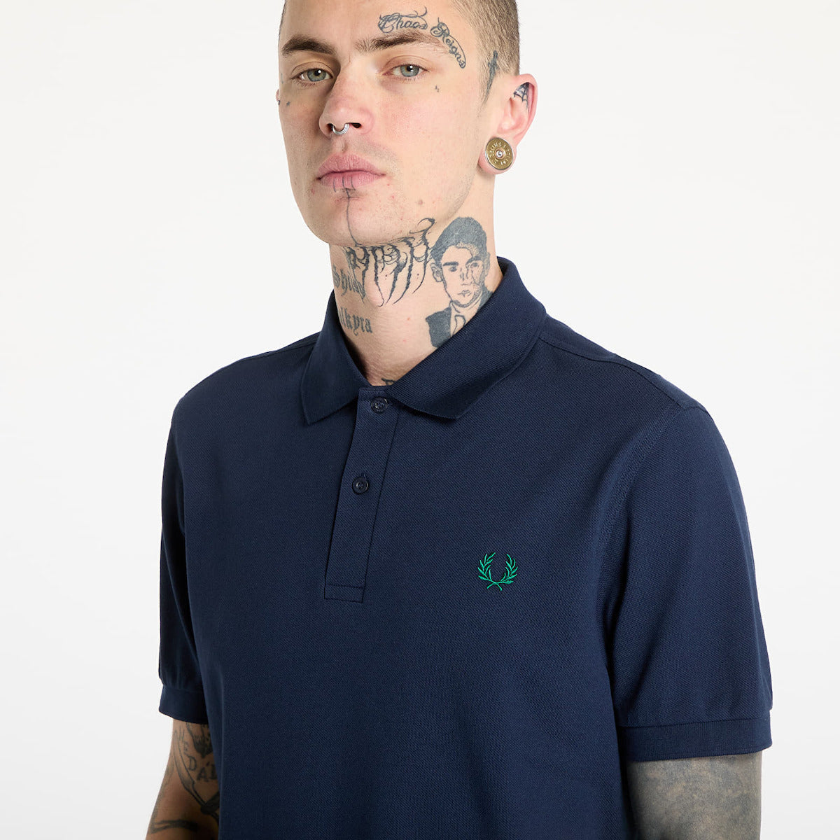 Fred Perry Shirt Μπλούζα Dark Carbon, Label Green