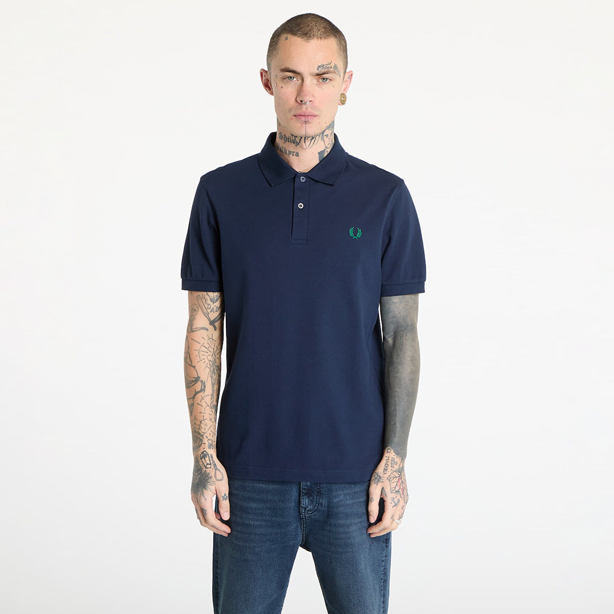 Fred Perry Shirt Μπλούζα Dark Carbon, Label Green