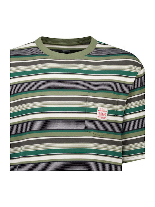 SS WORKWEAR TEE NEUTRALS - DARLIN STRIPE FOUR L