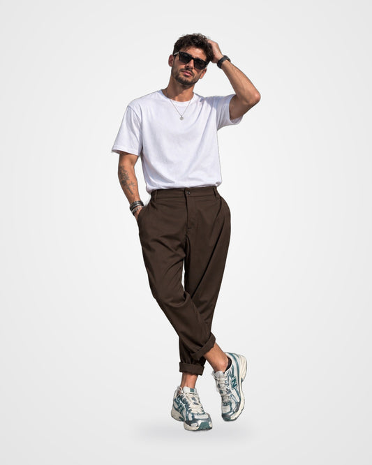JUST WEST VIENNA RELAXED FIT PANTS BROWN