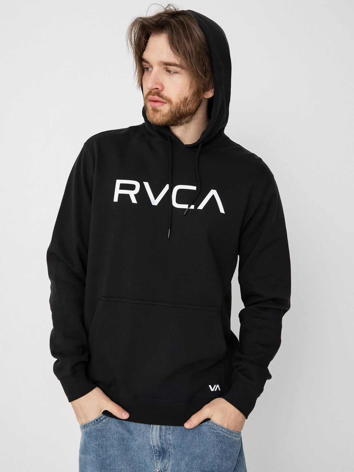 RVCA Big Logo Φούτερ με Κουκούλα Ανδρικό Μαύρο