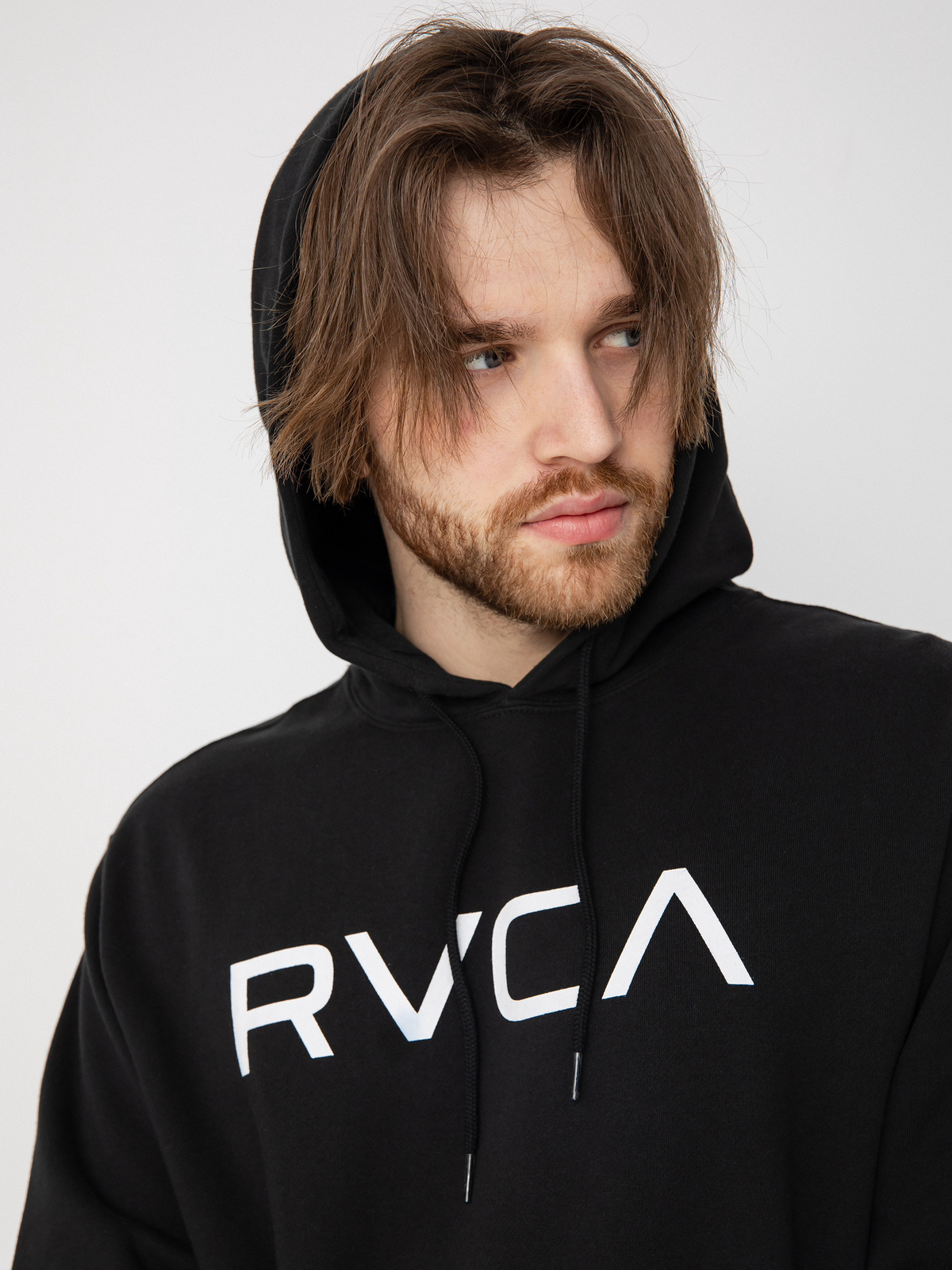 RVCA Big Logo Φούτερ με Κουκούλα Ανδρικό Μαύρο