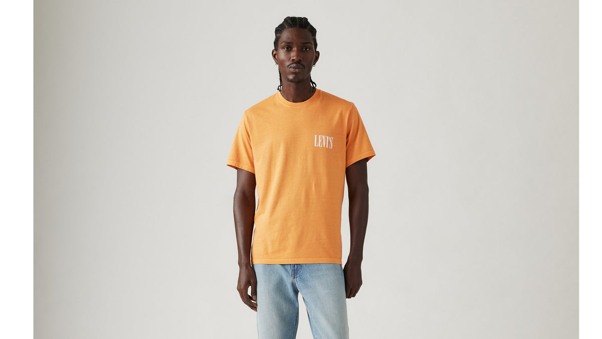 Levi's SS Relaxed Fit Tee Serif Logo Gold - μπροστά