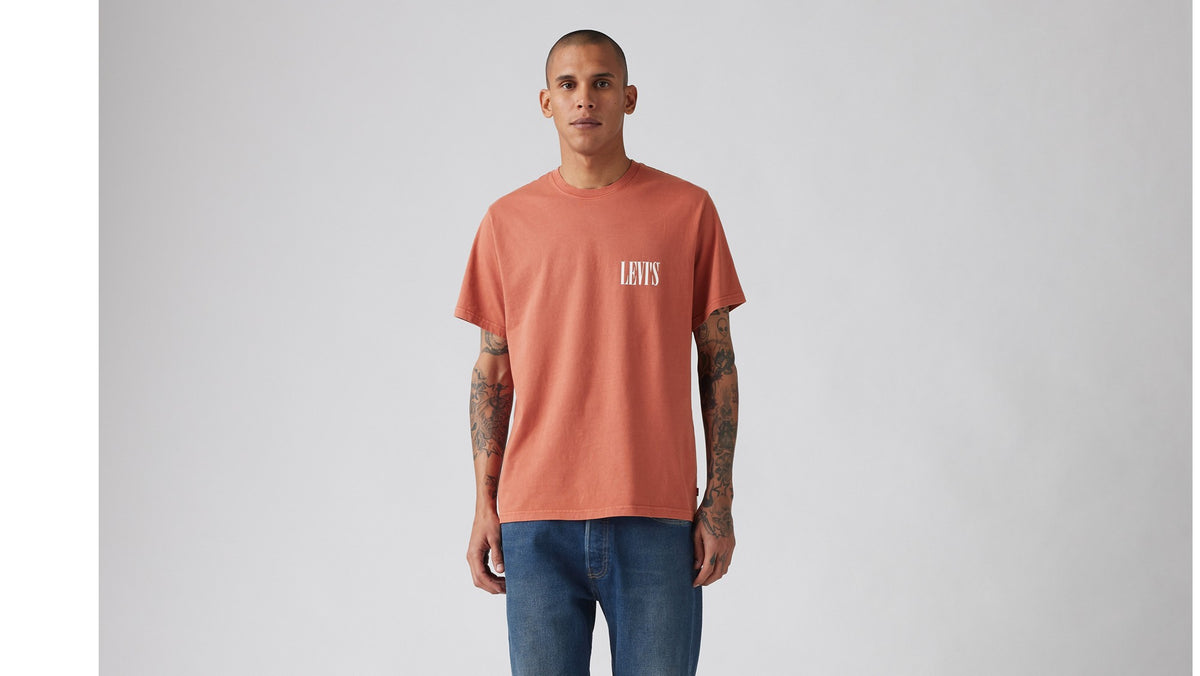 Levi's SS Relaxed Fit Tee Serif Logo Red - μπροστά