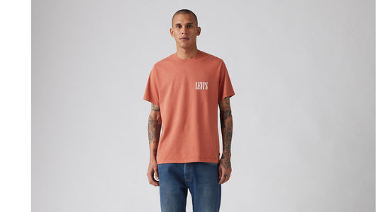 Levi's SS Relaxed Fit Tee Serif Logo Red - μπροστά