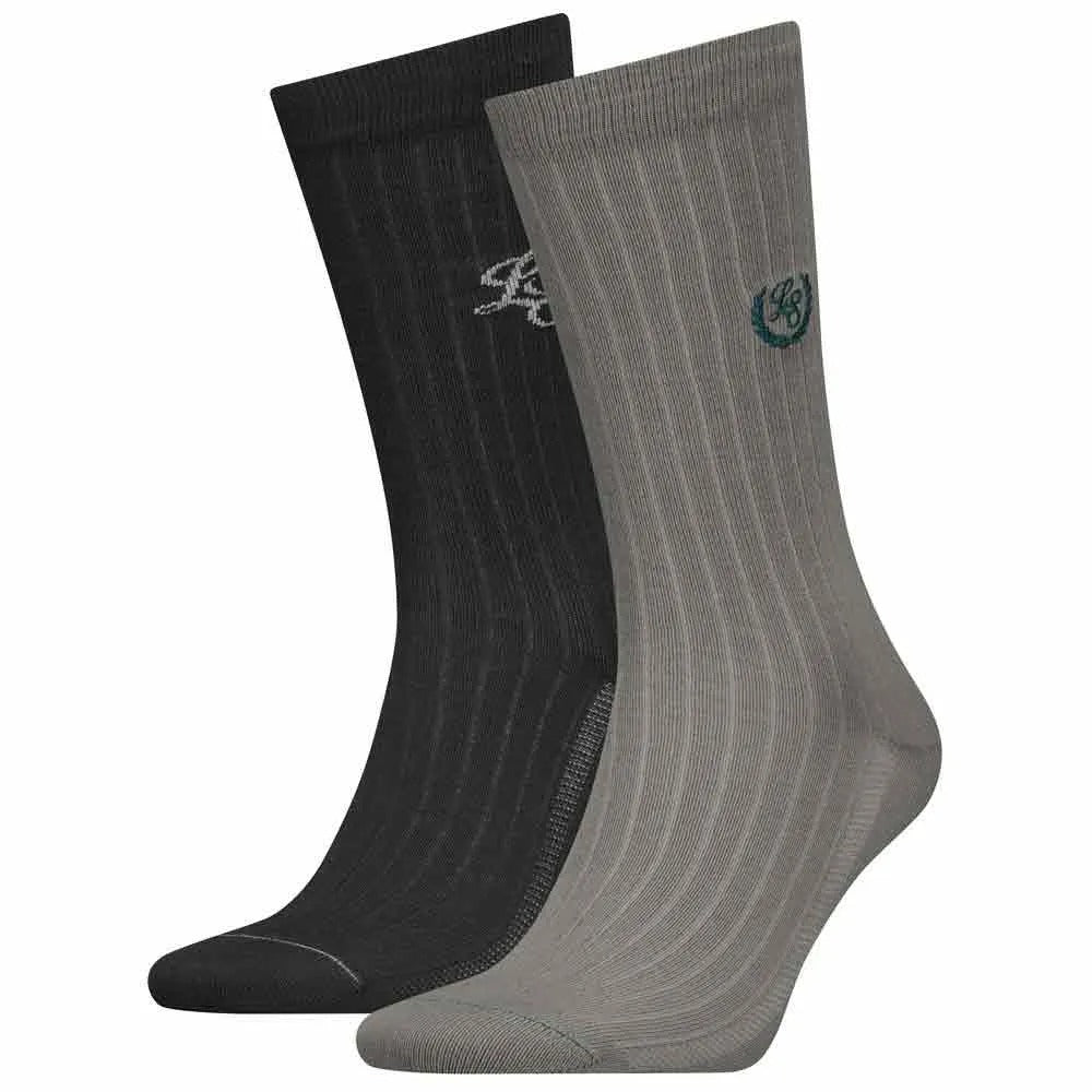 Levi's Reg Cut Drop Needle Rib Socks 2-Pack Beige/Black