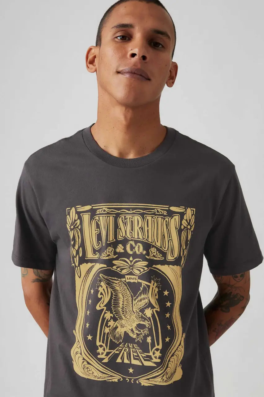 Levi’s® ανδρικό T-shirt με print και λογότυπο Standard Fit “Classic” – 224911854 Ανθρακί