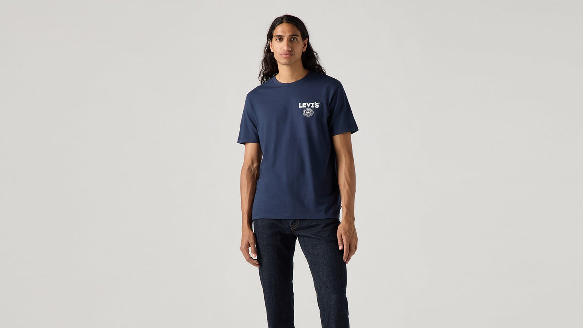 Levi's Graphic Crewneck Tee Blue - μπροστά