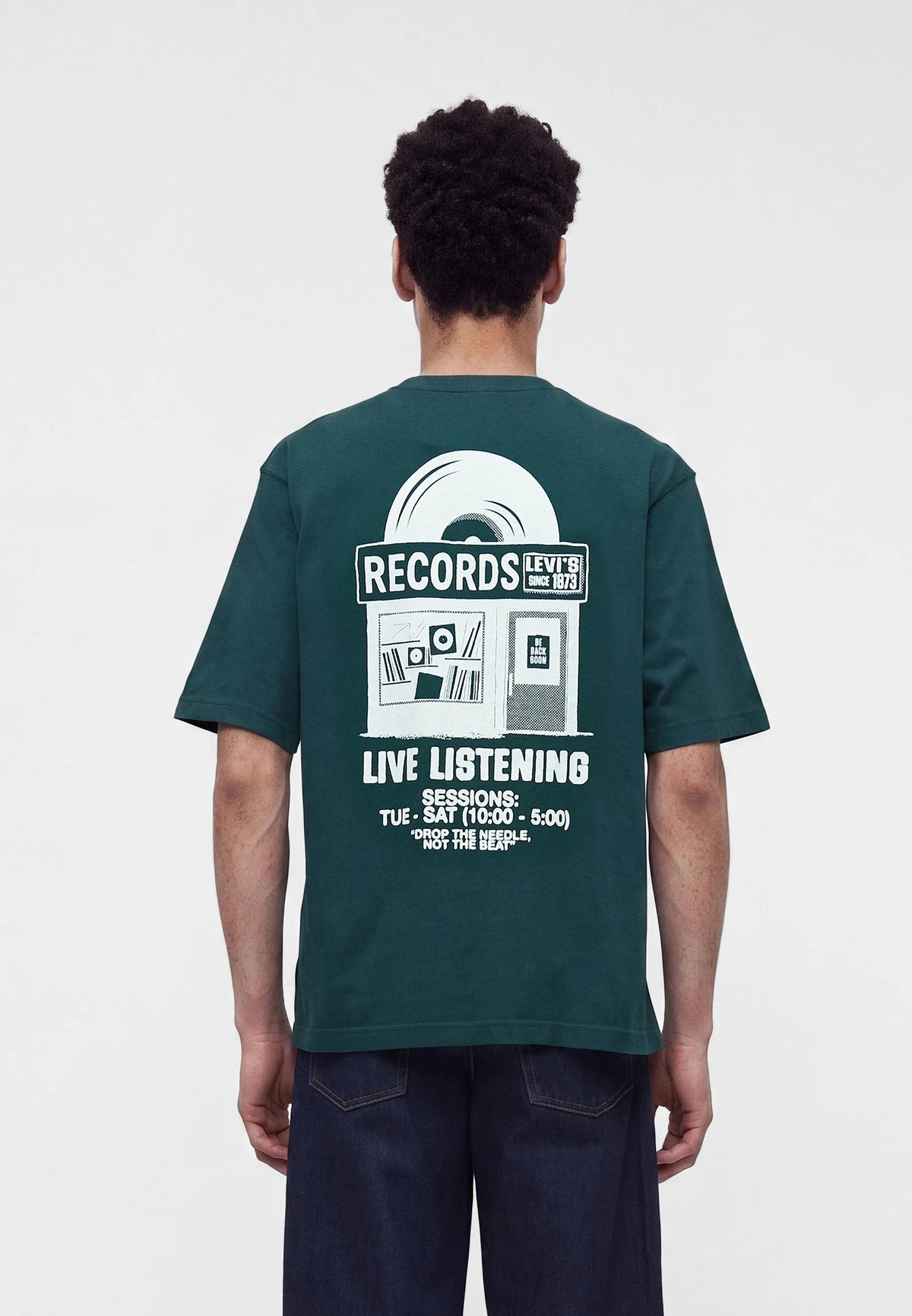 LSE-LOOSE TEE GREENS - LSE LOOSE TEE LEVIS RECORDS PONDEROSA PINE BODY WHITE LOGO