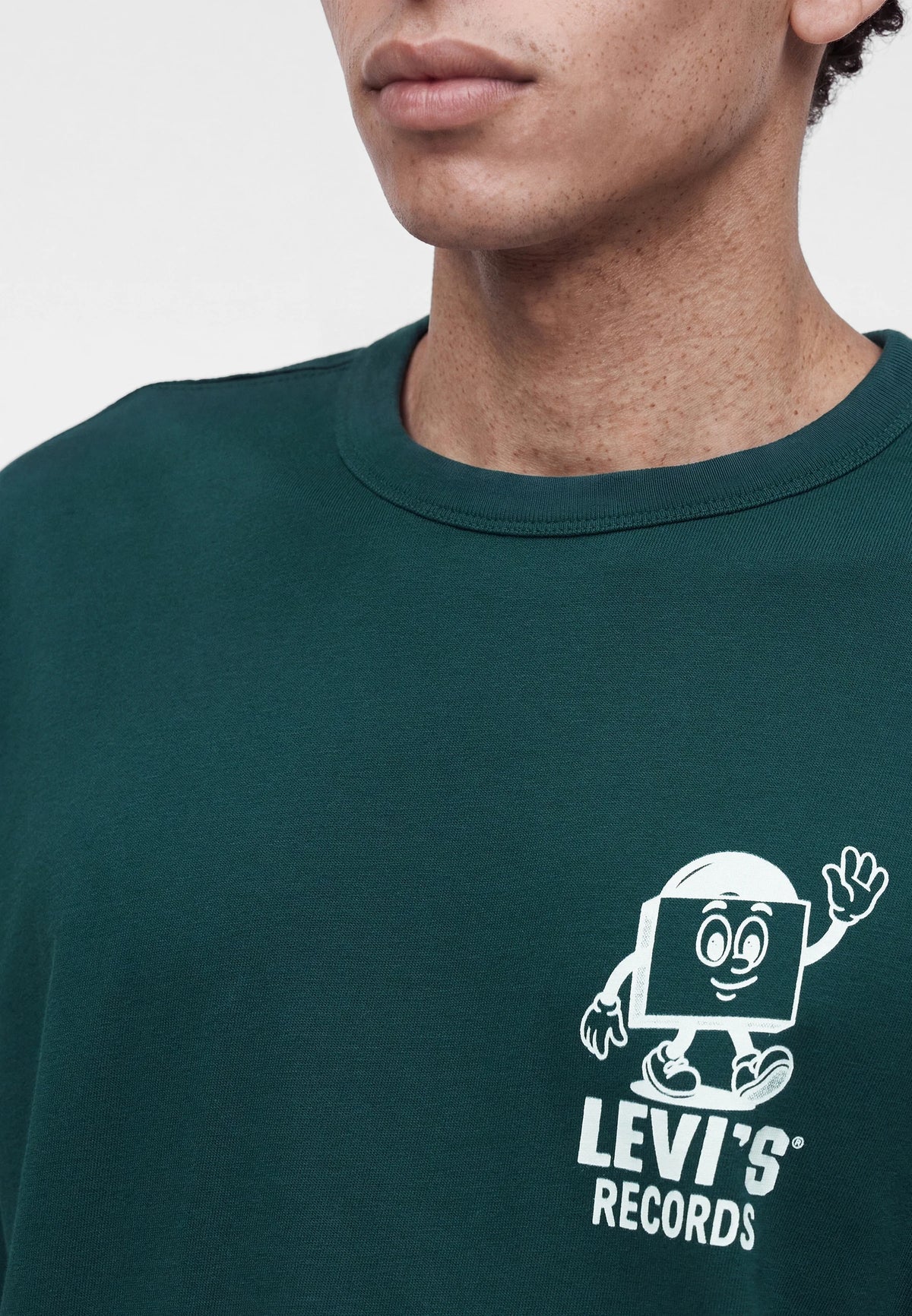 LSE-LOOSE TEE GREENS - LSE LOOSE TEE LEVIS RECORDS PONDEROSA PINE BODY WHITE LOGO