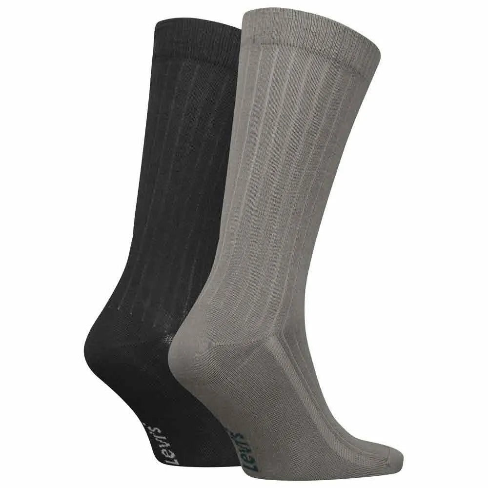 Levi's Reg Cut Drop Needle Rib Socks 2-Pack Beige/Black