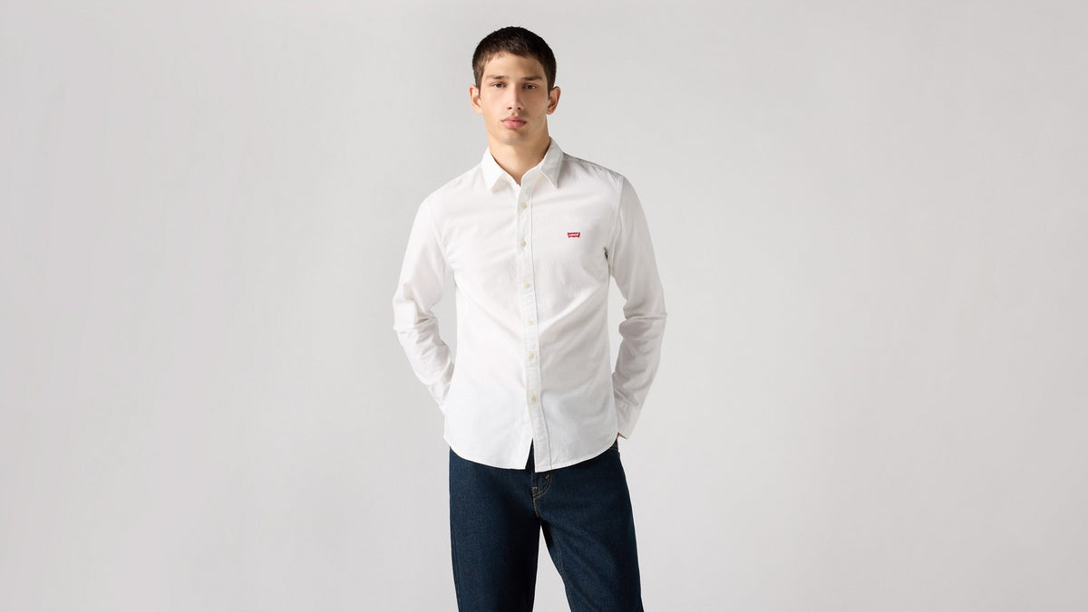 Levi's LS Battery Housemark Shirt Slim White - φορεμένο