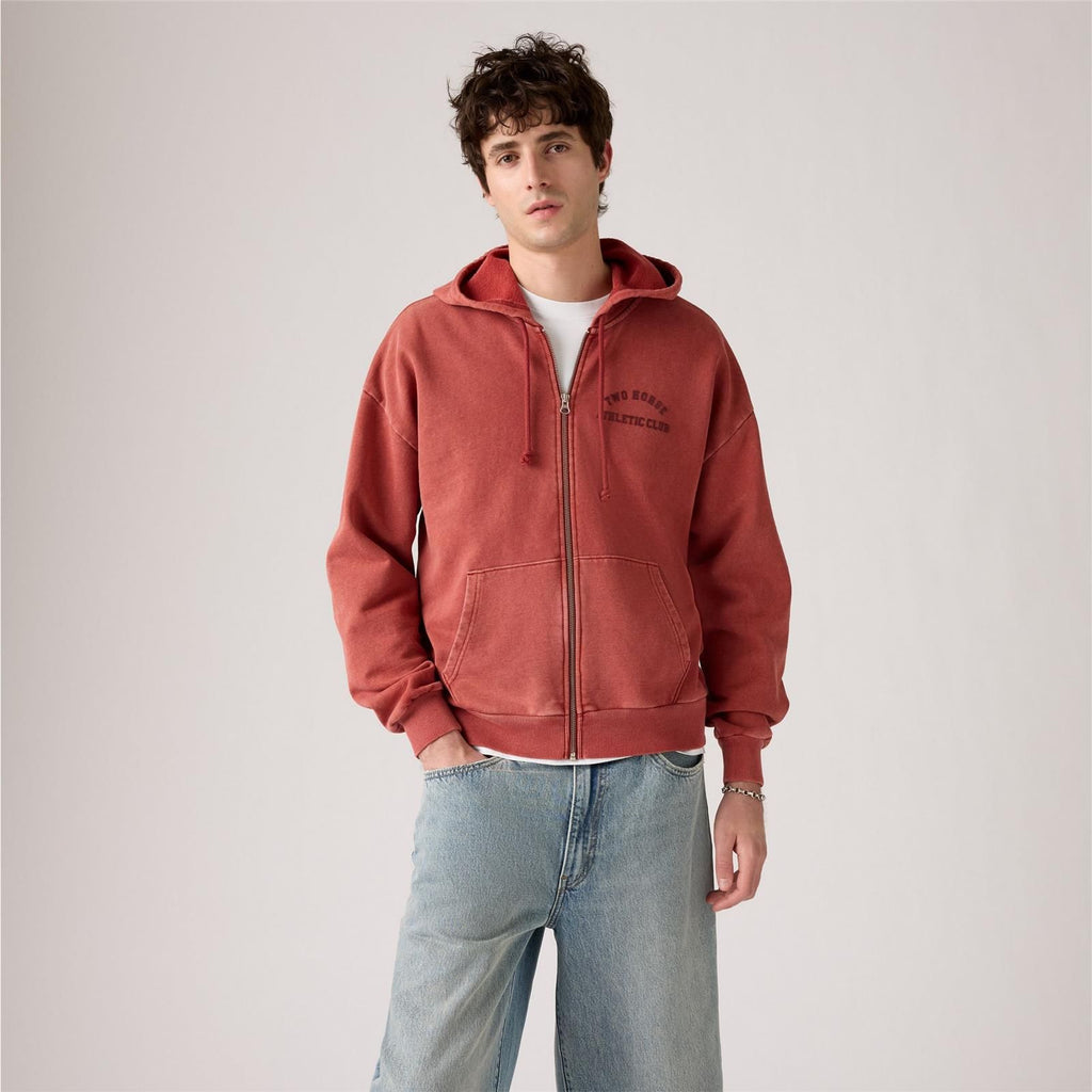 TWO HORSE CROPPED ZIP-UP HOODIE