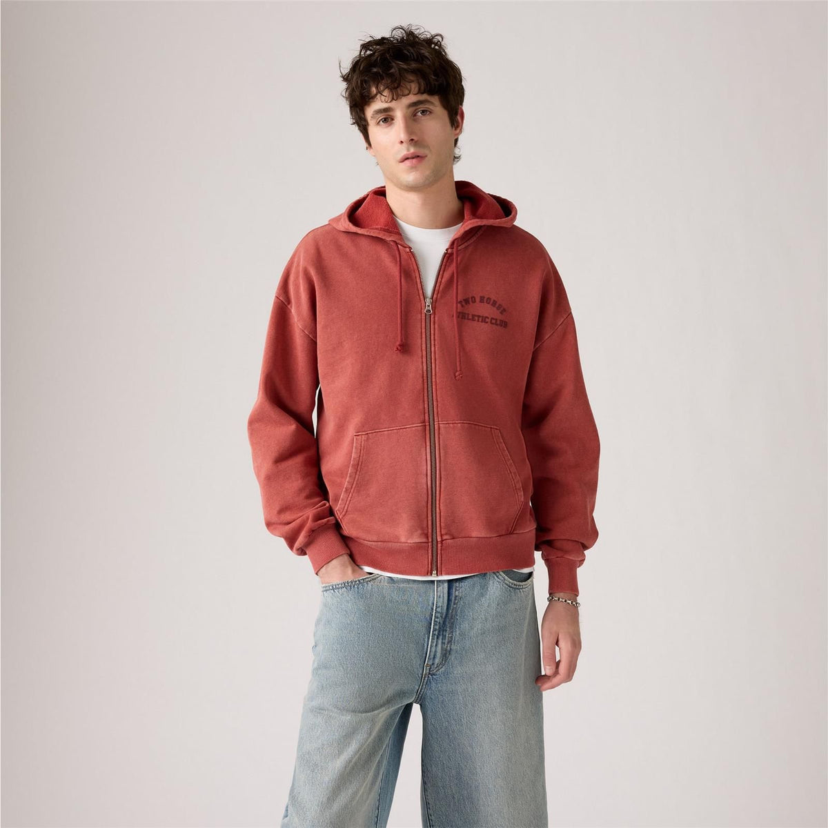 TWO HORSE CROPPED ZIP-UP HOODIE