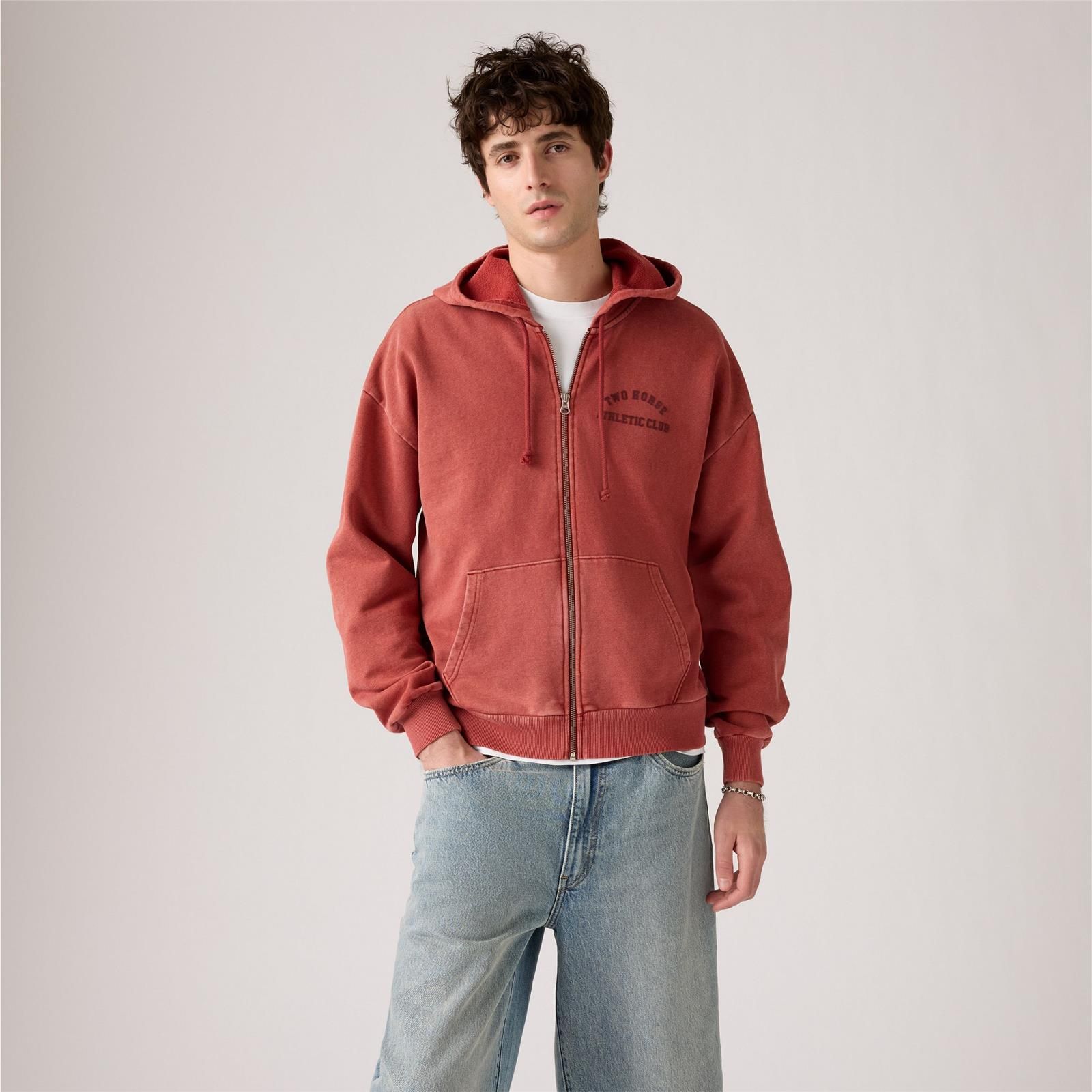 TWO HORSE CROPPED ZIP-UP HOODIE