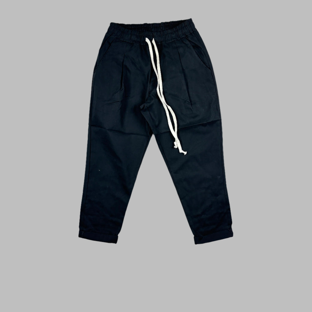 Black Tapered Pants with Elastic Waist – Sleek, Comfortable Fit" GL33-BLACK