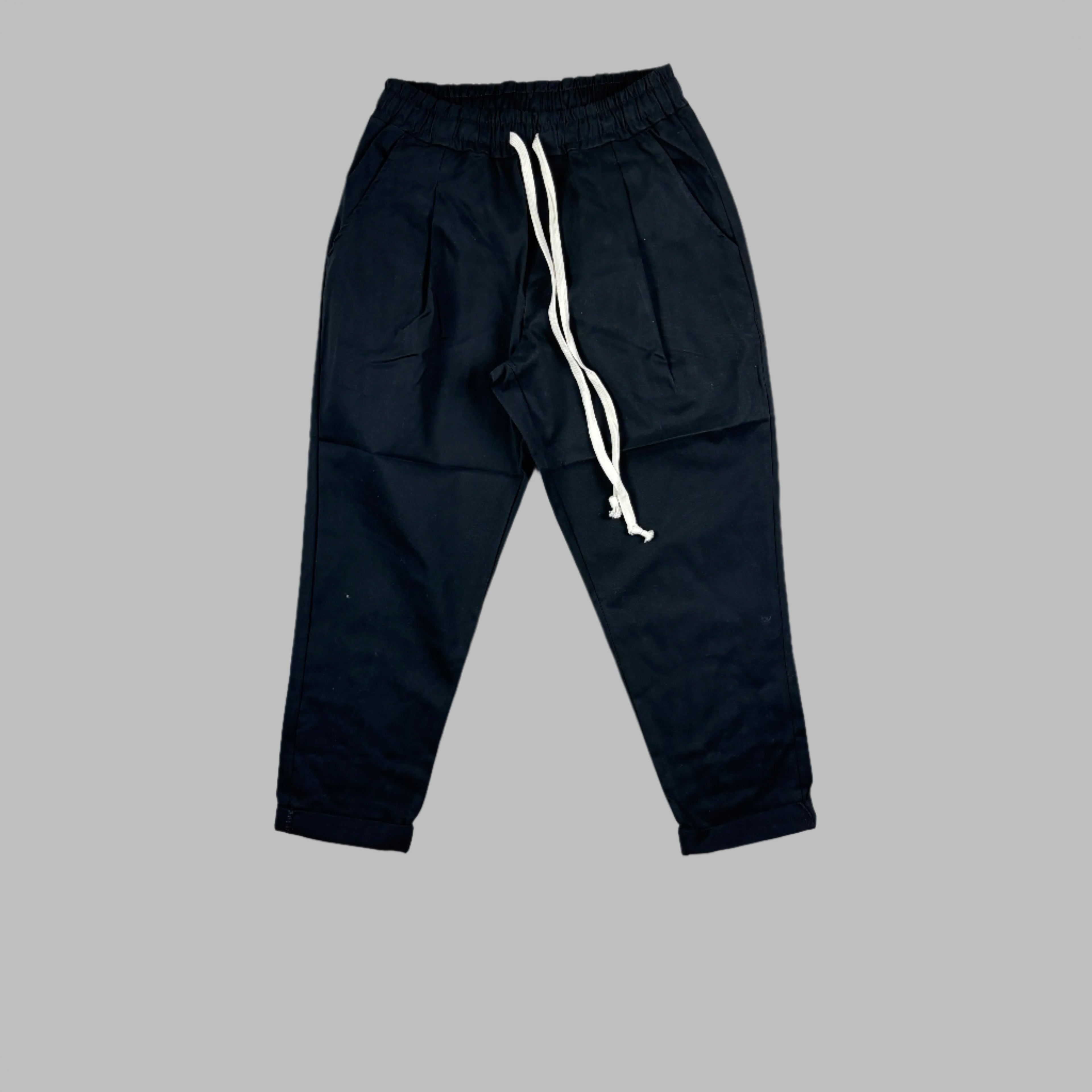 Black Tapered Pants with Elastic Waist – Sleek, Comfortable Fit" GL33-BLACK