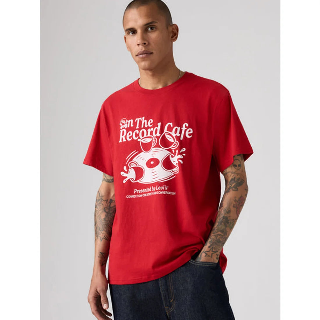 SS RELAXED FIT TEE REDS - SS RELAXED FIT TEE OFF THE RECORD EMBOLDENED