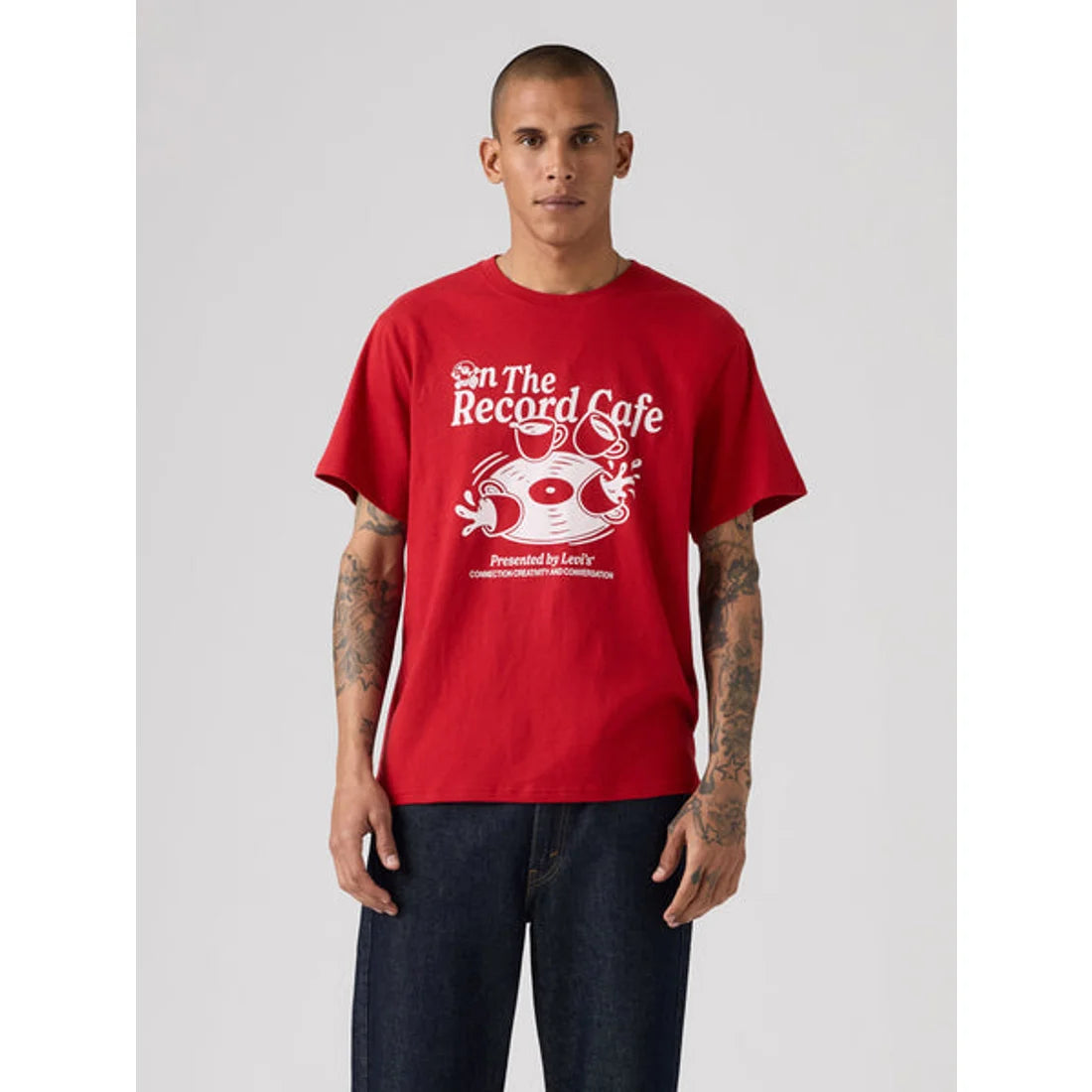 SS RELAXED FIT TEE REDS - SS RELAXED FIT TEE OFF THE RECORD EMBOLDENED