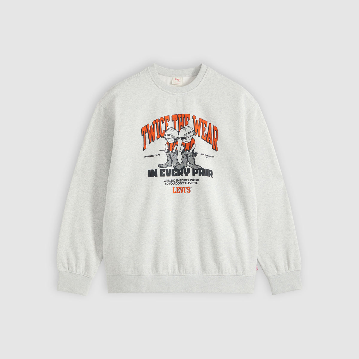 RELAXD GRAPHIC CREW GREYS - RELAXD GRAPHIC CREW TWICE THE WEAR LIGHT HEATHER GREY BRUSHED FLEECE
