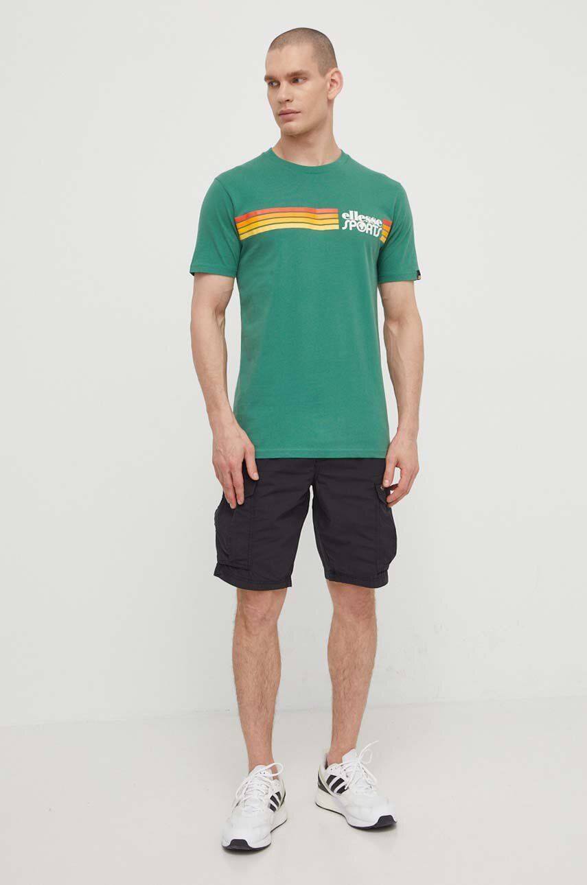 Βαμβακερό μπλουζάκι Ellesse Sorranta T-Shirt ανδρικό, χρώμα: πράσινο, SHV20128