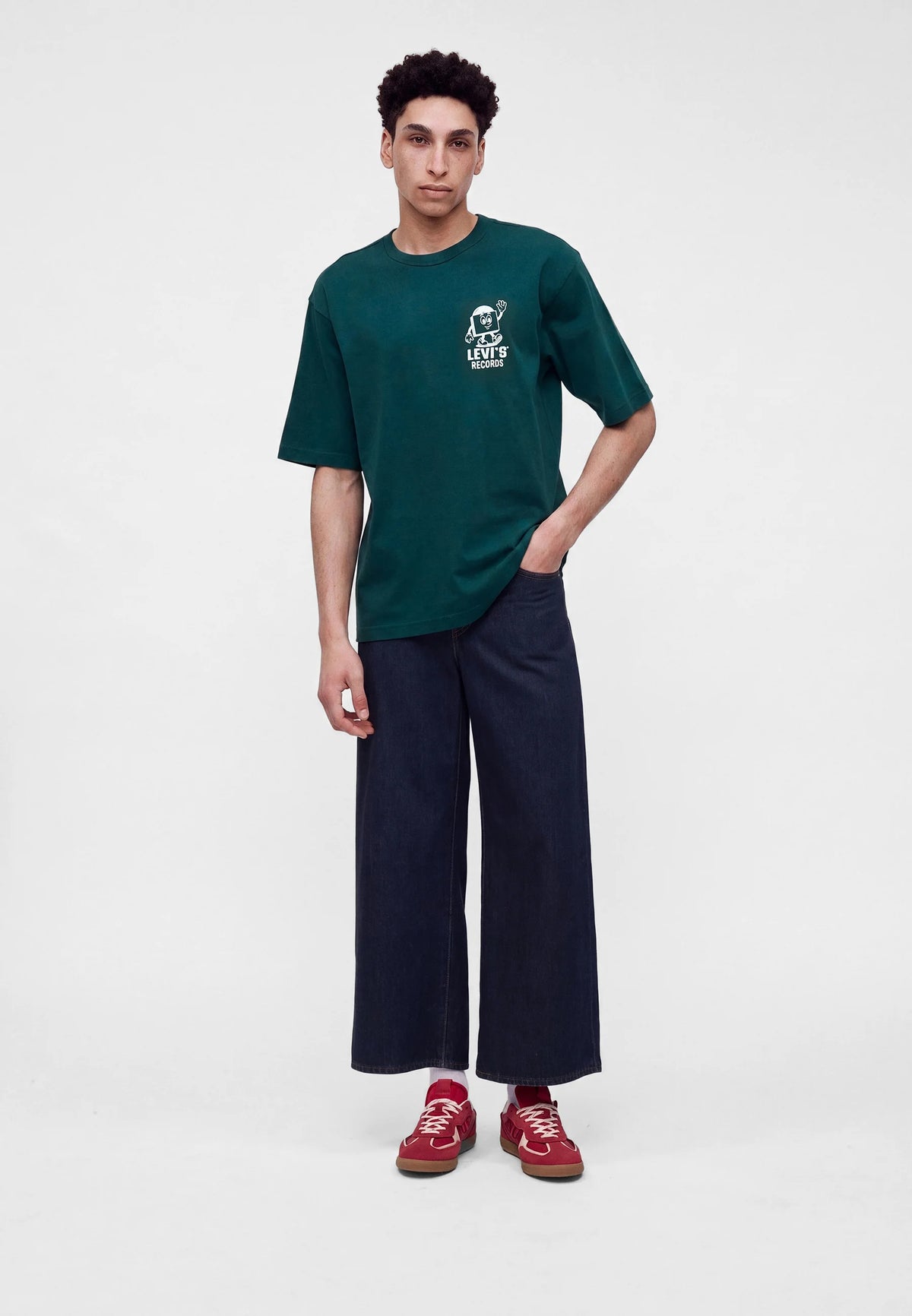 LSE-LOOSE TEE GREENS - LSE LOOSE TEE LEVIS RECORDS PONDEROSA PINE BODY WHITE LOGO