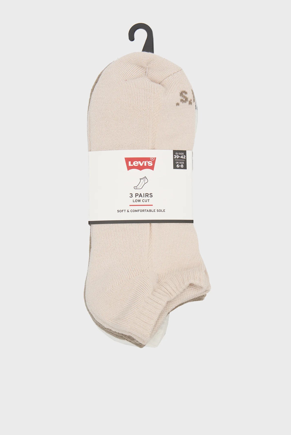Levi's Uni Low Cut Orange Tab Socks 3-Pack Beige Combo
