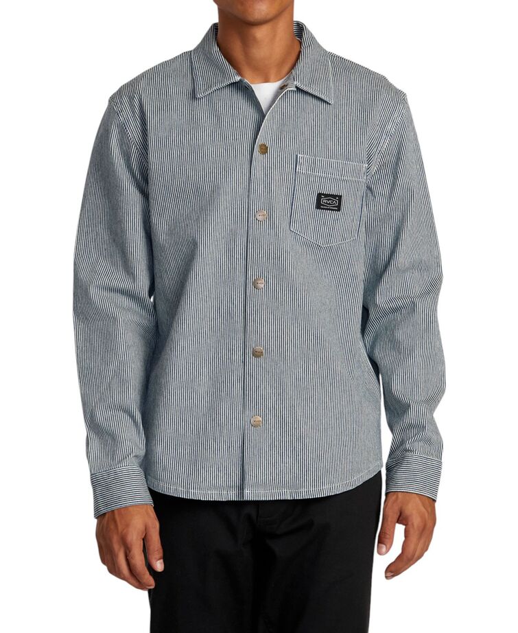RVCA M CHAINMAIL HICKORY OVERSHIRT LS - AVYJK00268-BLQ4