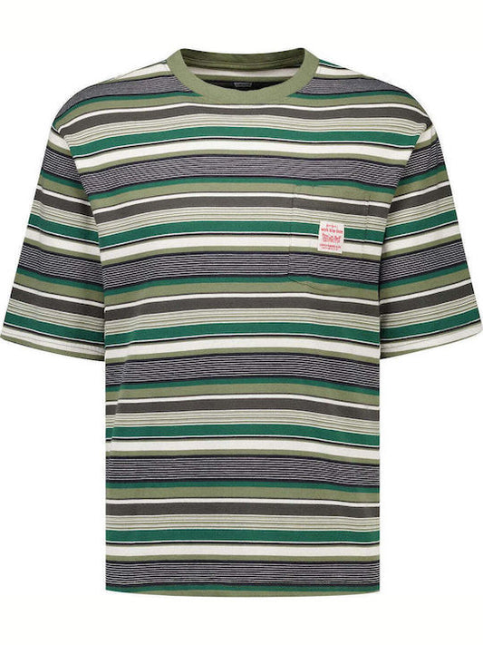 SS WORKWEAR TEE NEUTRALS - DARLIN STRIPE FOUR L