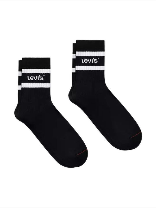 Levi's Uni Short Cut Sport Stripe Socks Μαύρο