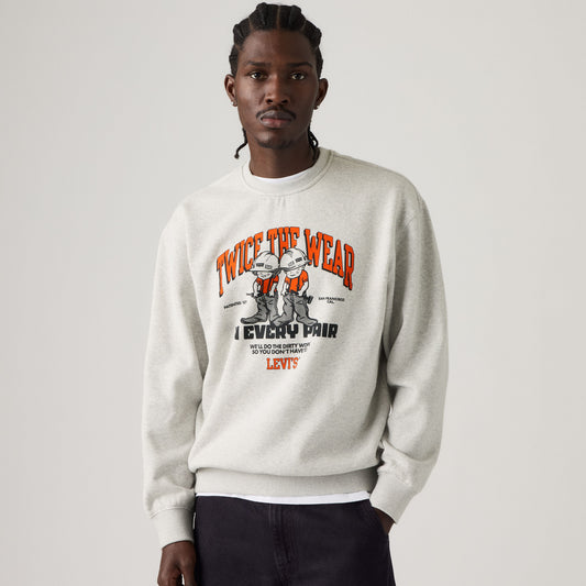 RELAXD GRAPHIC CREW GREYS - RELAXD GRAPHIC CREW TWICE THE WEAR LIGHT HEATHER GREY BRUSHED FLEECE