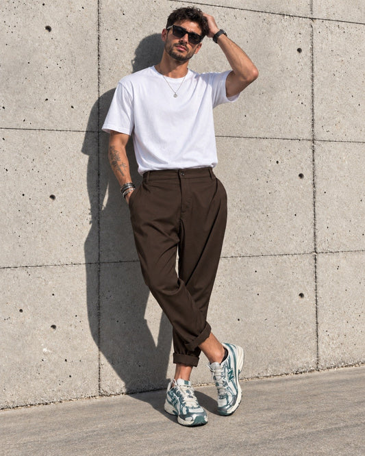 JUST WEST Vienna Relaxed Fit Pants - Brown