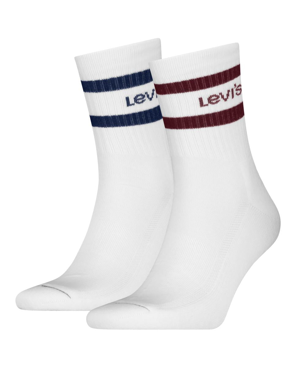 Levi's Uni Short Cut Sport Stripe Socks White/Red/Blue